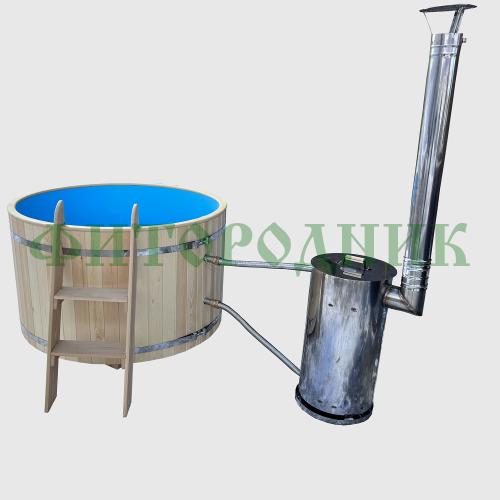 фурако круглая «original» из сосны с пластиковой вставкой с внешней печью 1500 мм