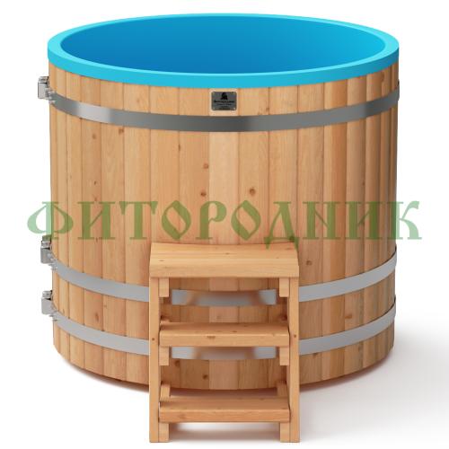 круглая купель «comfort» из лиственницы с пластиковой вставкой диаметр 1200 мм высота 1150 мм