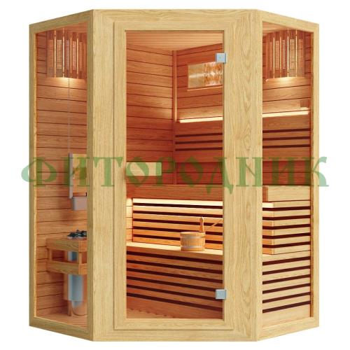 финская сауна двухместная угловая «comfort» с электрической печью
