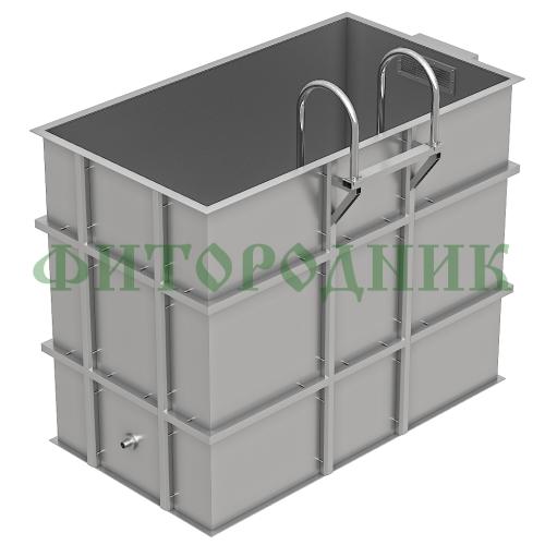 прямоугольная купель «comfort» из нержавеющей стали длина 1500 мм ширина 1000 мм высота 1150 мм