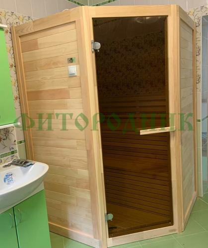 финская сауна двухместная угловая «comfort» с электрической печью