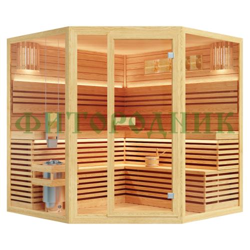 финская сауна четырехместная угловая «comfort» с электрической печью