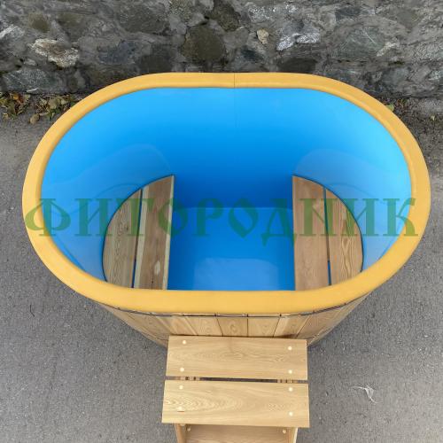 овальная купель «comfort» из лиственницы с пластиковой вставкой длина 1200 мм ширина 780 мм высота 1150 мм