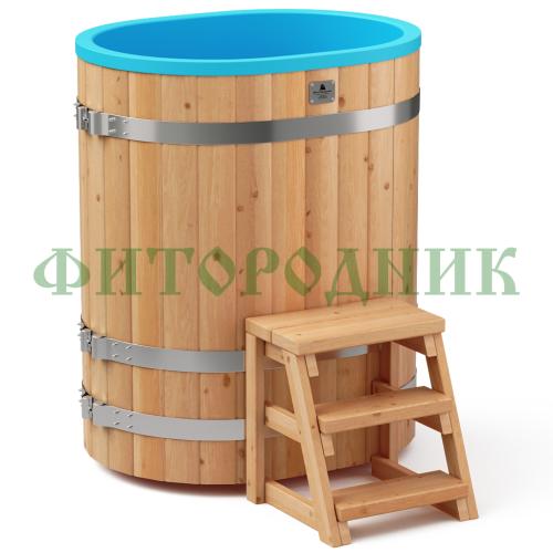 овальная купель «comfort» из лиственницы с пластиковой вставкой длина 1000 мм ширина 780 мм высота 1150 мм