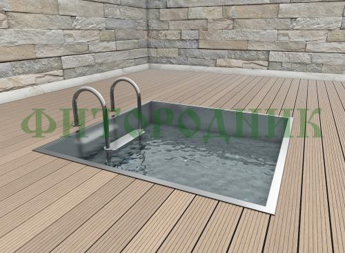 квадратная купель «comfort» из нержавеющей стали длина 1500 мм ширина 1500 мм высота 1150 мм