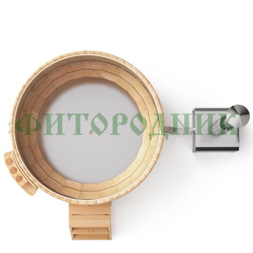 фурако круглая «premium» из лиственницы с вставкой из нержавеющей стали с внешней печью 2000 мм