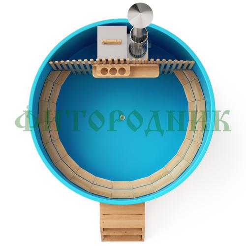 фурако круглая «comfort» из лиственницы с пластиковой вставкой со встроенной печью 2000 мм