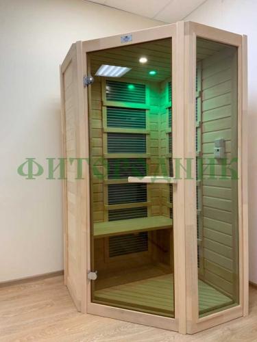 одноместная угловая инфракрасная сауна «comfort» с карбоновыми излучателями