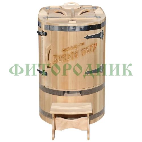 кедровая бочка овальная «профессиональная» со скосом с художественным оформлением «ваш логотип»