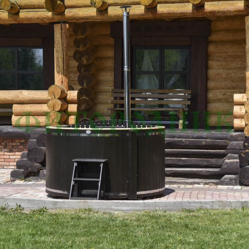 фурако круглая «comfort» из лиственницы с пластиковой вставкой со встроенной печью 2000 мм