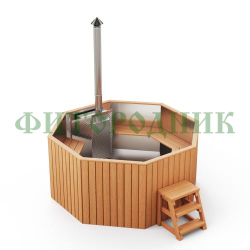 фурако «comfort октагон» из нержавеющей стали с интегрированной печью 2000 мм