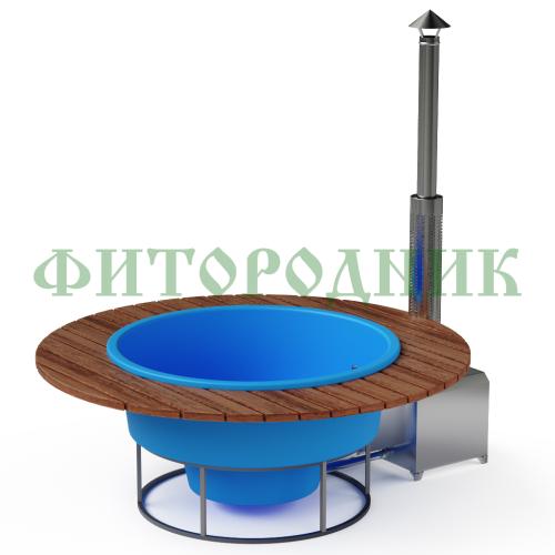 фурако круглая «premium» из лиственницы с термопластиковой вставкой с внешней печью с газовой горелкой 2000 мм