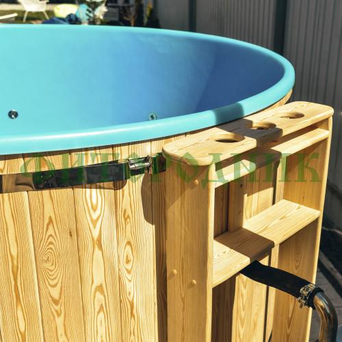 фурако круглая «premium» из лиственницы с термопластиковой вставкой с внешней печью 1700 мм