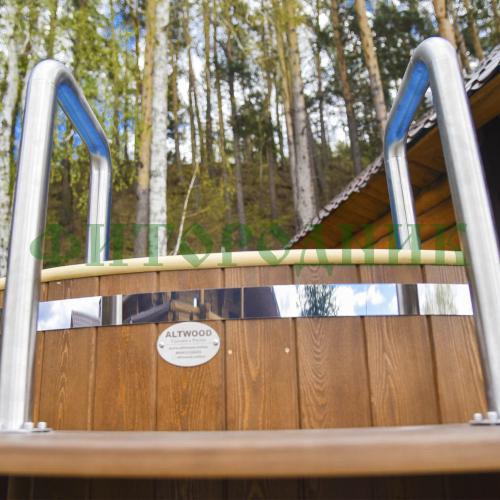 круглая купель «premium» из лиственницы с вставкой из нержавеющей стали диаметр 2000 мм высота 1150 мм