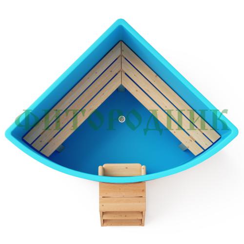 угловая купель «comfort» из лиственницы с пластиковой вставкой длина 1500 мм ширина 1500 мм высота 1150 мм