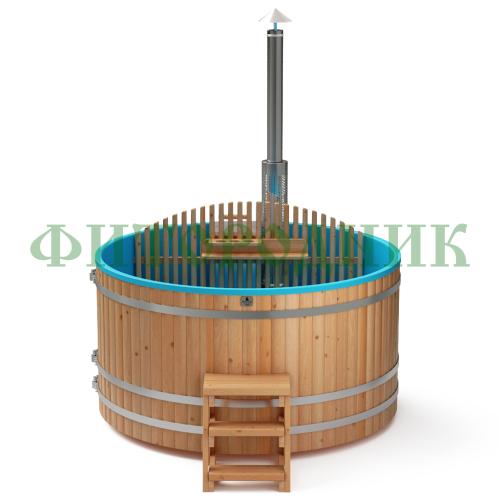 фурако круглая «comfort» из лиственницы с пластиковой вставкой со встроенной печью 2000 мм