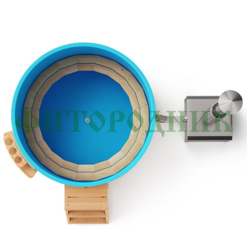 фурако круглая «comfort» из лиственницы с пластиковой вставкой с внешней печью 1700 мм