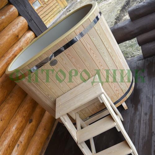 овальная купель «comfort» из лиственницы с пластиковой вставкой длина 1000 мм ширина 780 мм высота 1150 мм