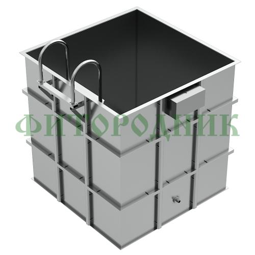 квадратная купель «comfort» из нержавеющей стали длина 1500 мм ширина 1500 мм высота 1150 мм