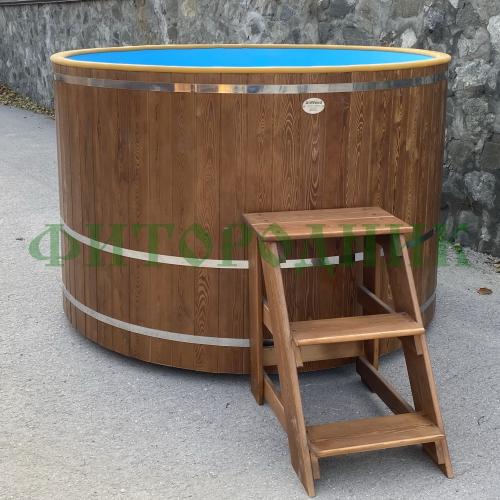 круглая купель «comfort» из лиственницы с пластиковой вставкой диаметр 1700 мм высота 1150 мм