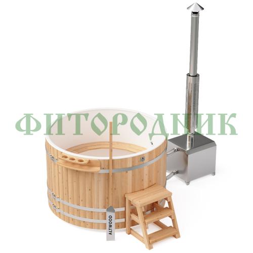 фурако круглая «comfort» из лиственницы с пластиковой вставкой с внешней печью 2000 мм