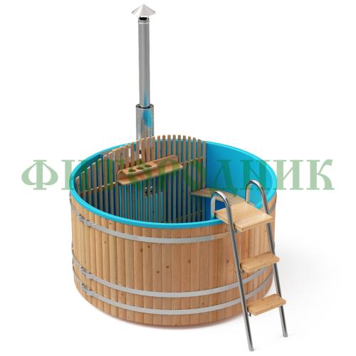 фурако круглая «comfort» из лиственницы с пластиковой вставкой со встроенной печью 2000 мм
