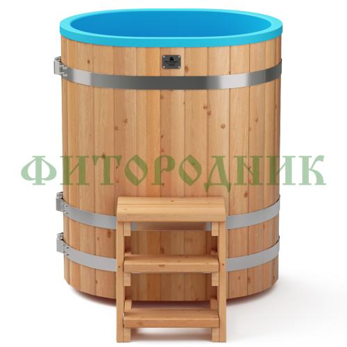 овальная купель «comfort» из лиственницы с пластиковой вставкой длина 1000 мм ширина 780 мм высота 1150 мм