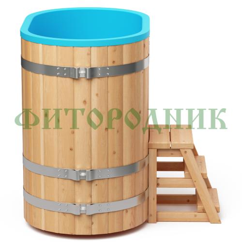 овальная купель «comfort» из лиственницы с пластиковой вставкой длина 1000 мм ширина 780 мм высота 1150 мм