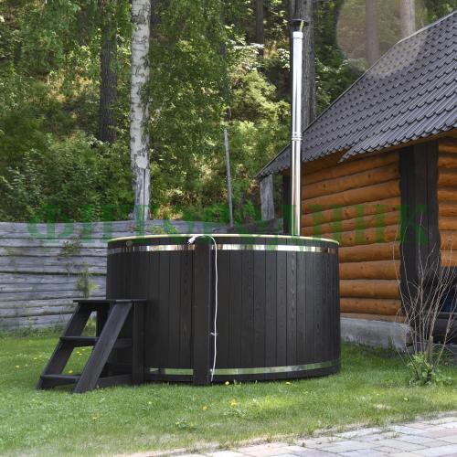 фурако круглая «comfort» из лиственницы с пластиковой вставкой со встроенной печью 2000 мм