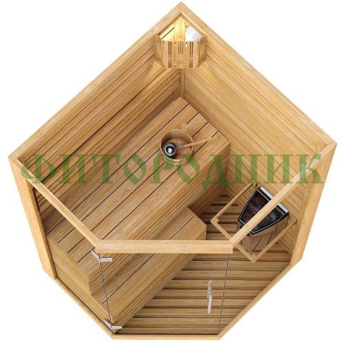 финская сауна одноместная угловая «premium» с электрической печью harvia