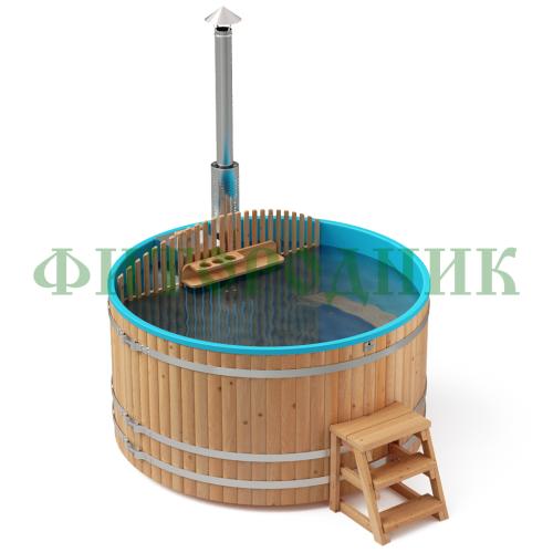 фурако круглая «comfort» из лиственницы с пластиковой вставкой со встроенной печью 2000 мм