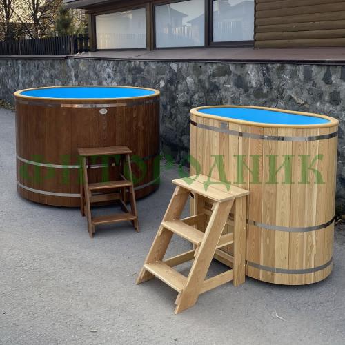 круглая купель «comfort» из лиственницы с пластиковой вставкой диаметр 2000 мм высота 1150 мм