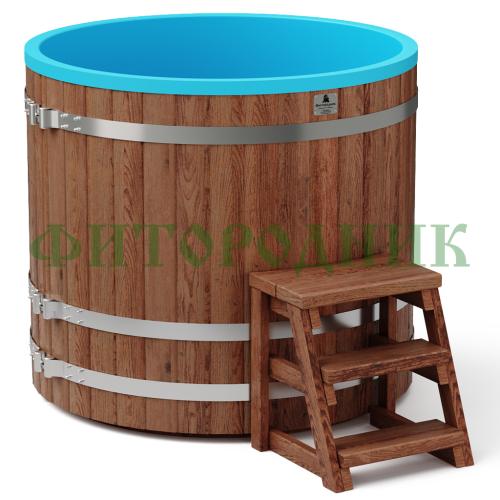 круглая купель «comfort» из лиственницы с пластиковой вставкой диаметр 1200 мм высота 1150 мм