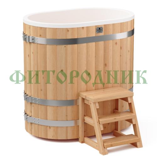 овальная купель «comfort» из лиственницы с пластиковой вставкой длина 1200 мм ширина 780 мм высота 1150 мм