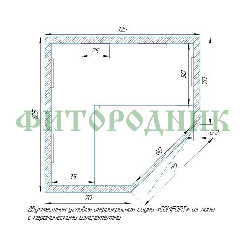 двухместная угловая инфракрасная сауна «comfort» с керамическими излучателями