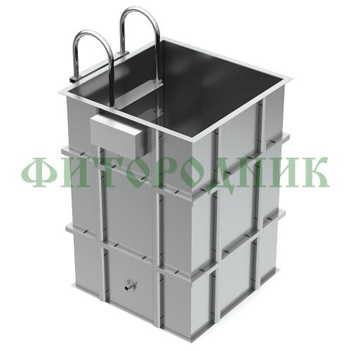 квадратная купель «comfort» из нержавеющей стали длина 1000 мм ширина 1000 мм высота 1150 мм