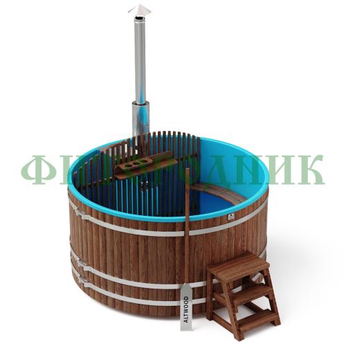 фурако круглая «comfort» из лиственницы с пластиковой вставкой со встроенной печью 2000 мм