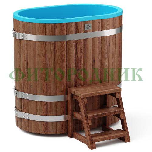 овальная купель «comfort» из лиственницы с пластиковой вставкой длина 1000 мм ширина 780 мм высота 1150 мм
