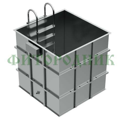 квадратная купель «comfort» из нержавеющей стали длина 1500 мм ширина 1500 мм высота 1150 мм