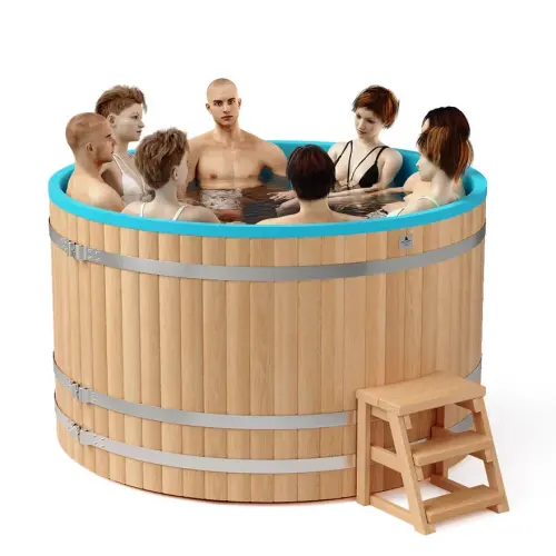 круглая купель «comfort» из лиственницы с термопластиковой вставкой диаметр 2000 мм