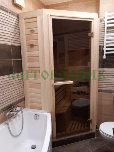 финская сауна одноместная угловая «comfort» с электрической печью