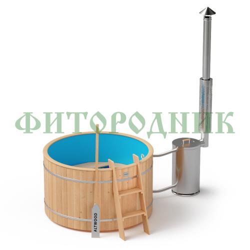 фурако круглая «original» из сосны с пластиковой вставкой с внешней печью 1500 мм