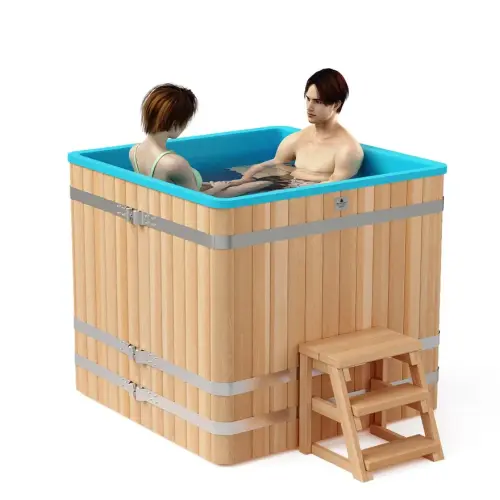 квадратная купель «comfort» из лиственницы с пластиковой вставкой длина 1300 мм ширина 1300 мм высота 1150 мм