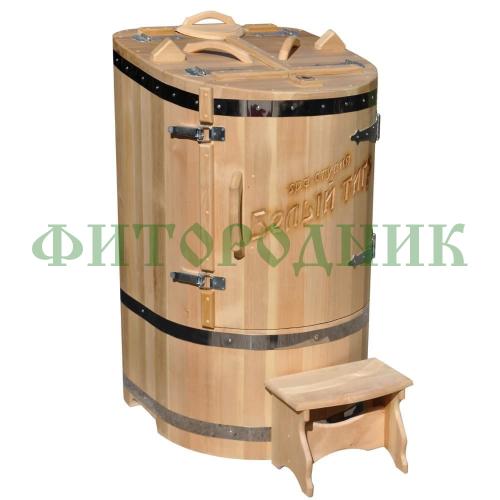 кедровая бочка овальная «профессиональная» со скосом с художественным оформлением «ваш логотип»