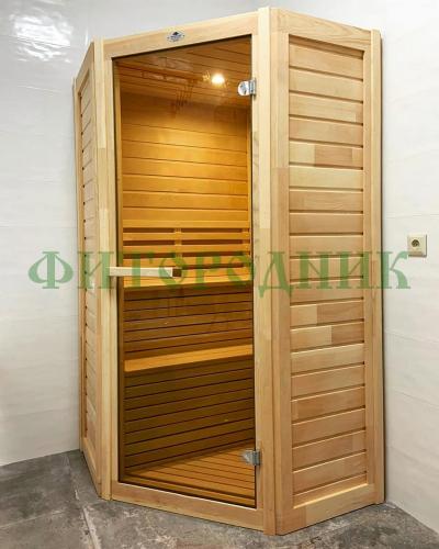 финская сауна одноместная угловая «comfort» с электрической печью