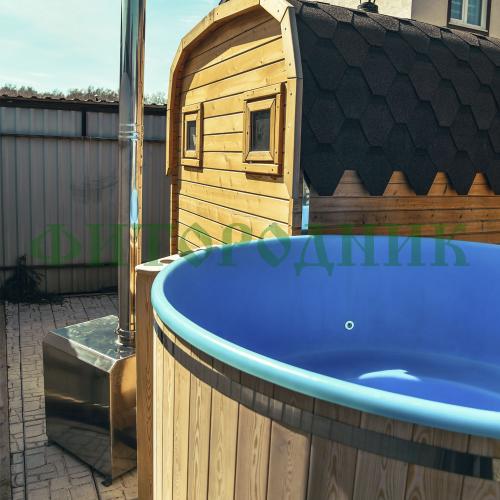 фурако круглая «premium» из лиственницы с термопластиковой вставкой с внешней печью 2000 мм