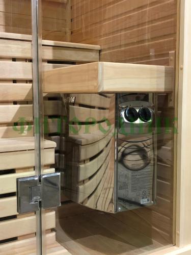 финская сауна трехместная «premium» с электрической печью harvia