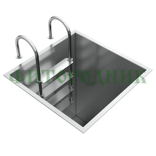 квадратная купель «comfort» из нержавеющей стали длина 1000 мм ширина 1000 мм высота 1150 мм