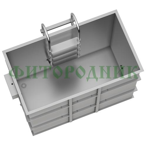 прямоугольная купель «comfort» из нержавеющей стали длина 1500 мм ширина 1000 мм высота 1150 мм