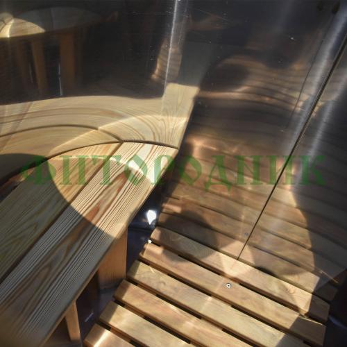 овальная купель «premium» из лиственницы с вставкой из нержавеющей стали длина 1400 мм